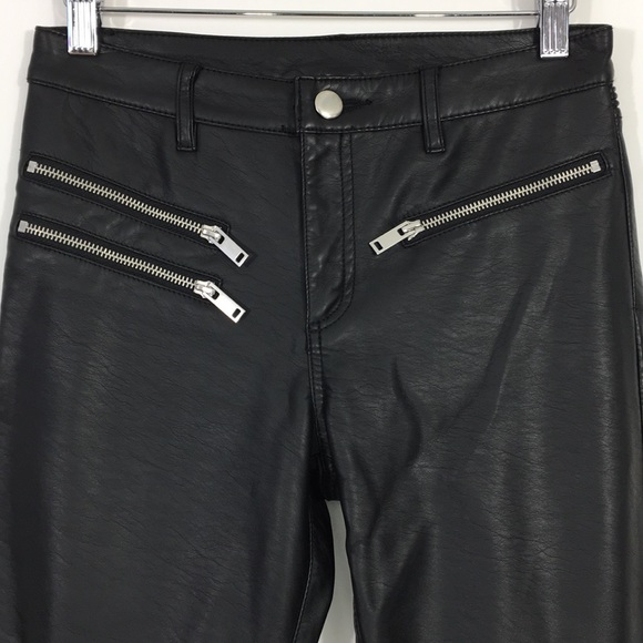 H&M Divided Ankle Moto Faux Leather Skinny Pants - Picture 2 of 12